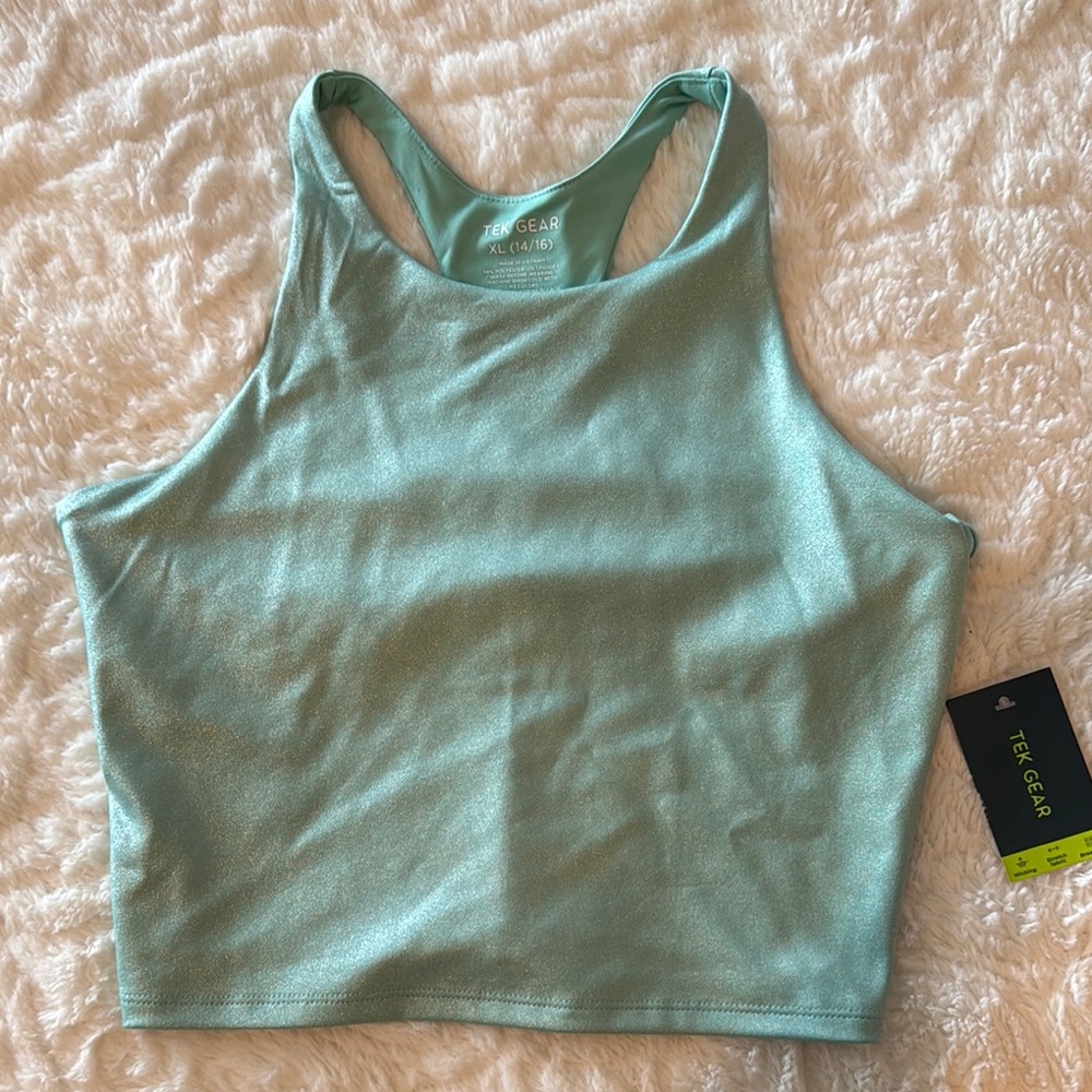 Girls Light Green Tank Top Sports Bra Sz XL 14/16